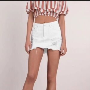 Signature 8 White Distressed Denim Shorts
